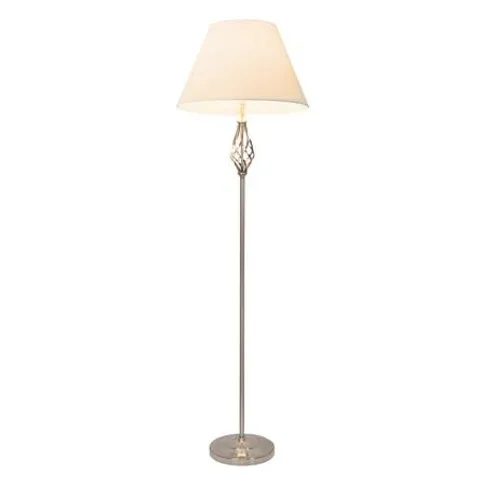 BOXED BRATTON 155cm TRADITIONAL TWIST FLOOR LAMP - SILVER FINISH (2 BOXES)