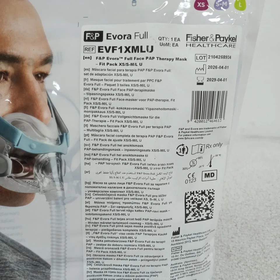 F&P EVORA FULL FACE PAP THERAPY MASK – FISHER & PAYKEL HEALTHCARE