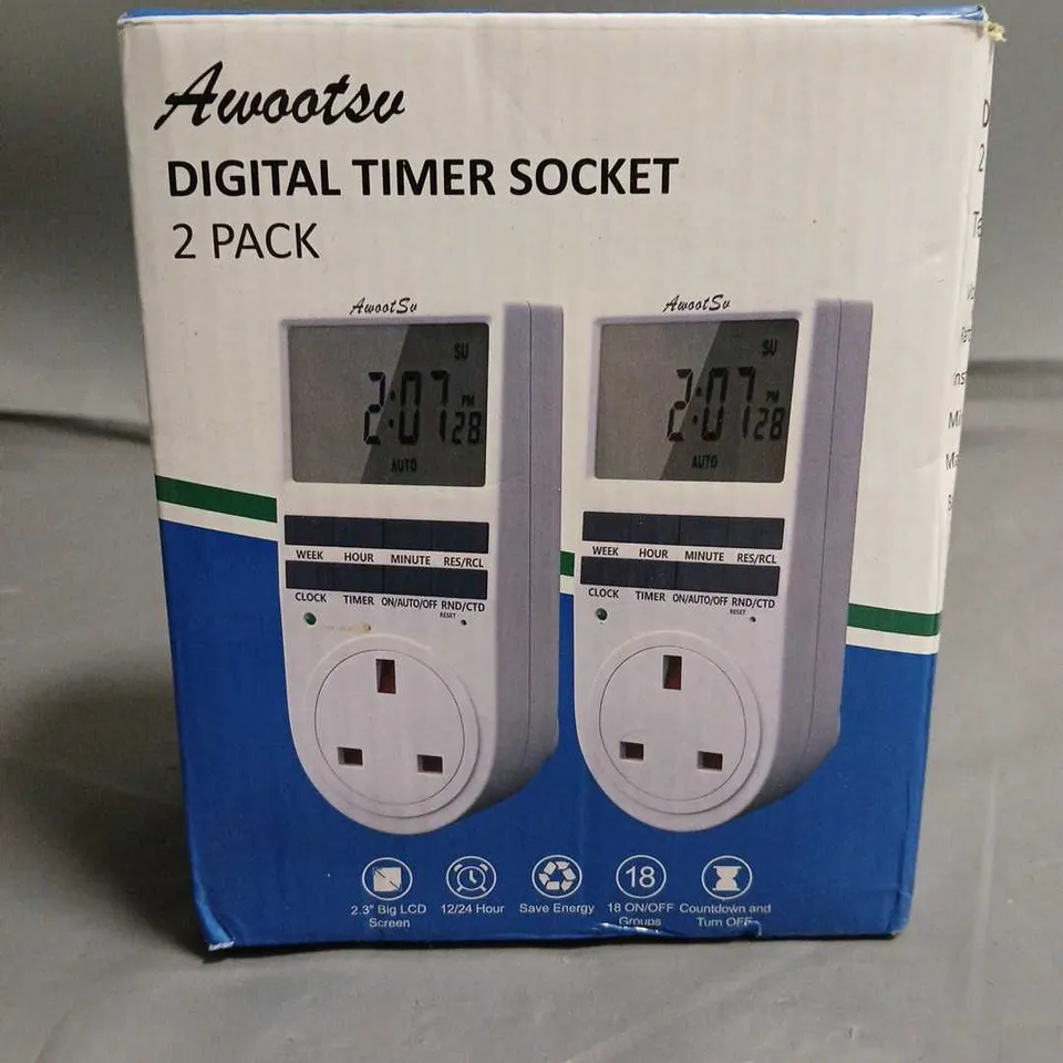 BOXED DIGITAL TIMER SOCKET 2-PACK