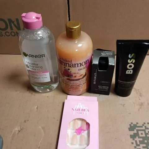 APPROXIMATEY 20 ASSORTED HEALTH AND BEAUTY PRODUCTS TO INCLUDE - BOSS SHOWER GEL - GARNIER MICELLAR CLEANSING WATER AND RITUALS ANTI-AGING CREAM