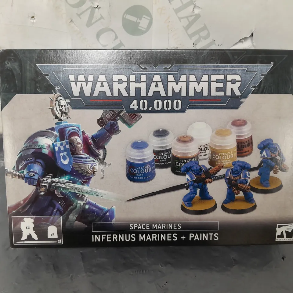 BOXED WARHAMMER 40K - INFERNUS MARINES + PAINTS SET