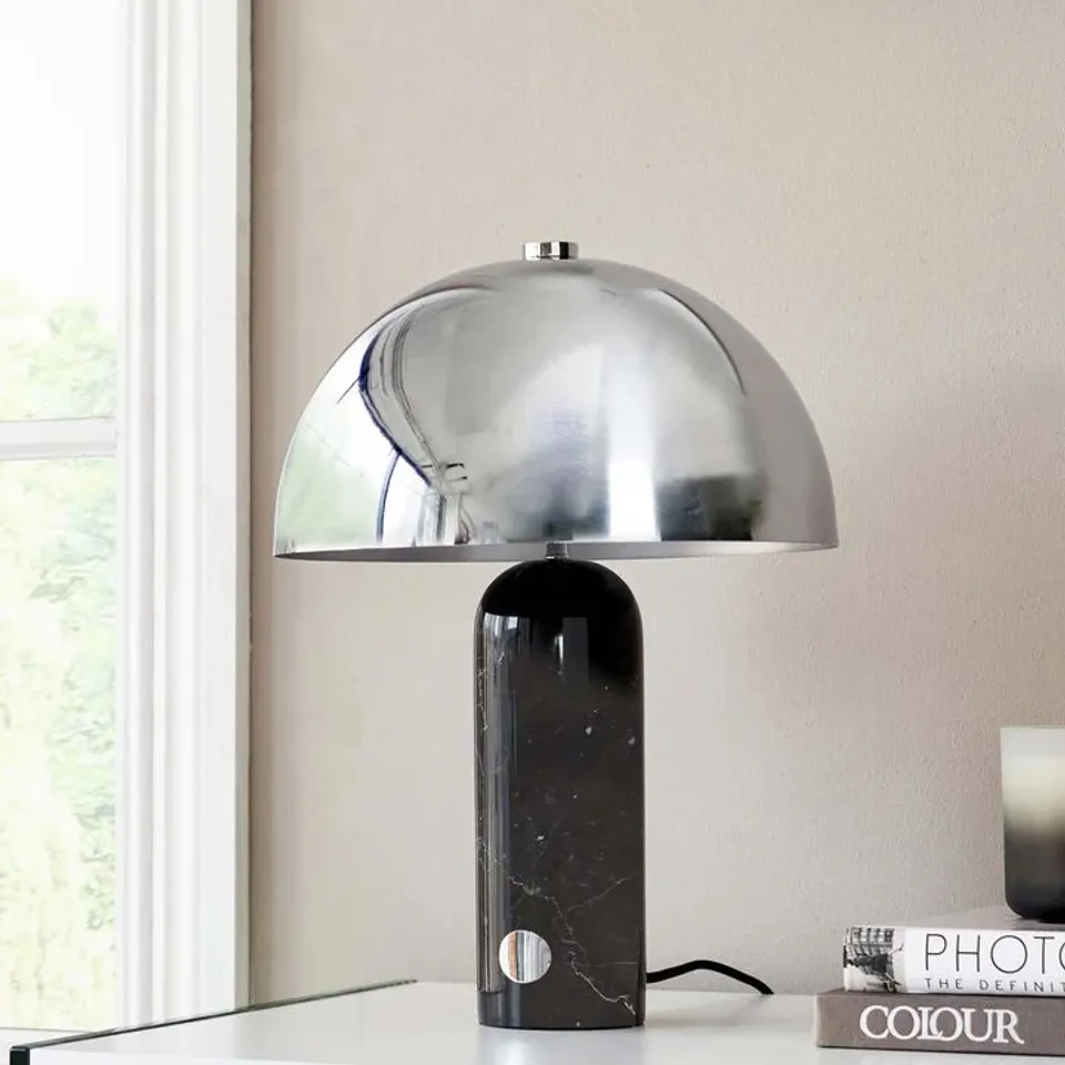 BOXED DANETTI LOUIS BLACK MARBLE AND CHROME TABLE LAMP