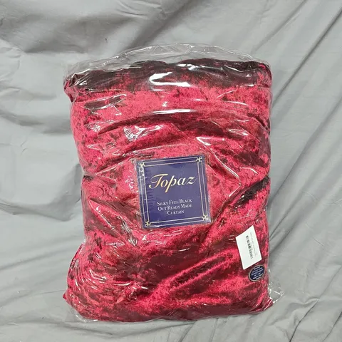 TOPAZ SILKY FEEL PINK VELVET BLACKOUT READY-MADE CURTAIN