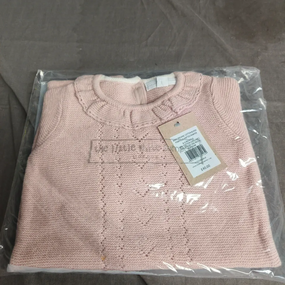 THE WHITE COMPANY BABY ORGANIC COTTON BLEND POINTELLE KNIT ROMPER – PINK, 6-9 MONTHS