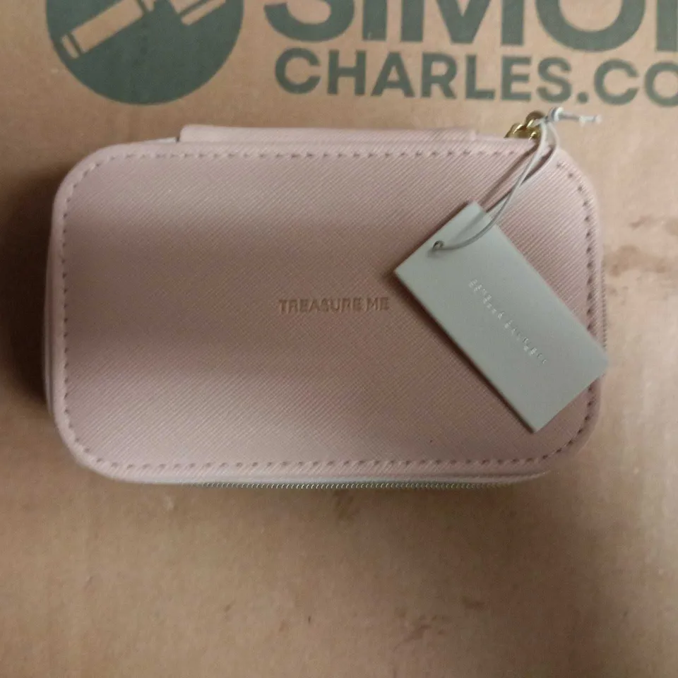 ESTELLA BARTLETT TREASURE ME PINK JEWELLERY BOX WITH 5-SLOT RING COMPARTMENT AND LID POCKET
