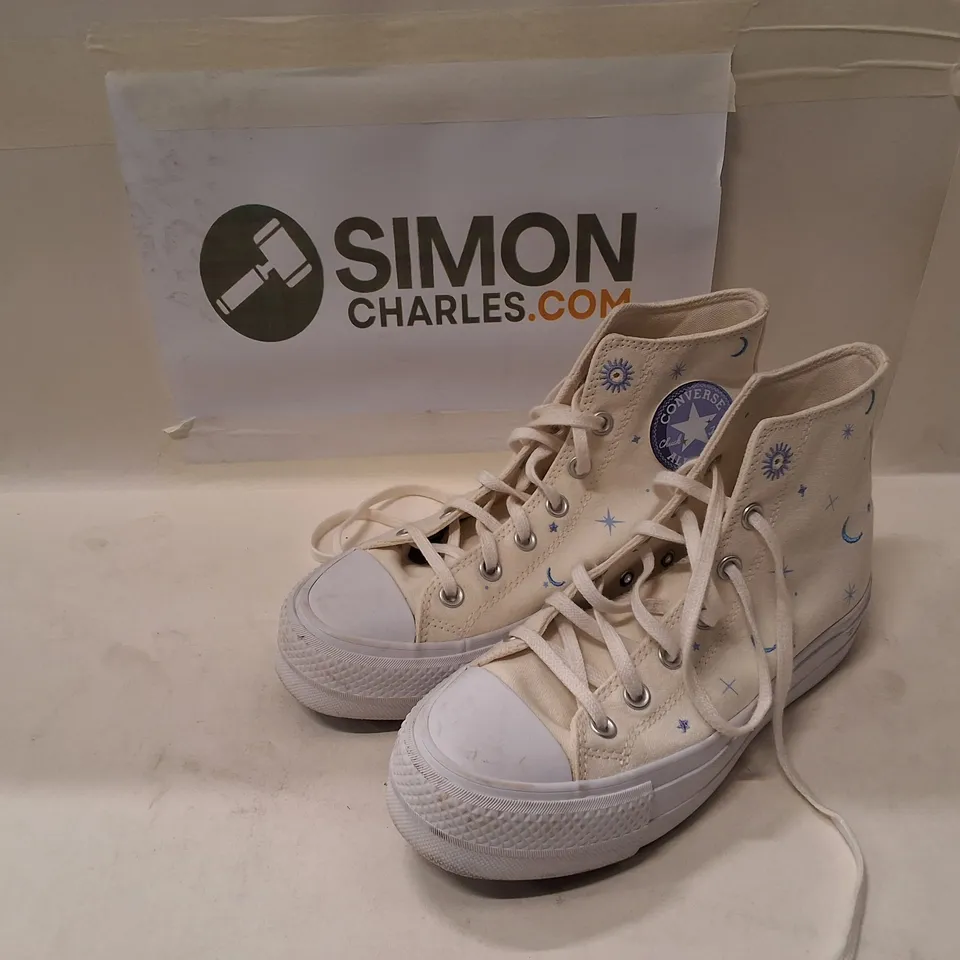 CONVERSE CHUCK TAYLOR ALL STAR HIGH-TOP SNEAKERS – CREAM, STAR PRINT