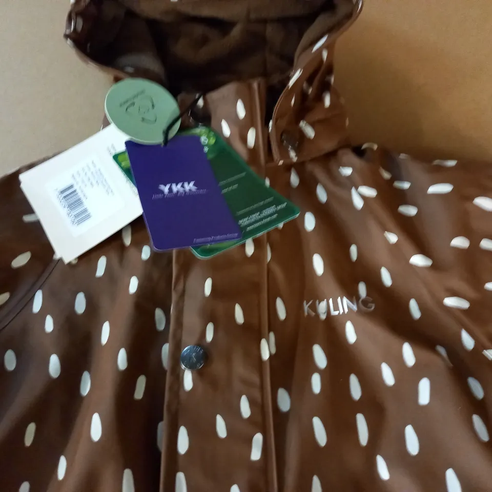 KULING DOUGLAS BROWN DOT RAIN COVERALLS - SIZE 110/116