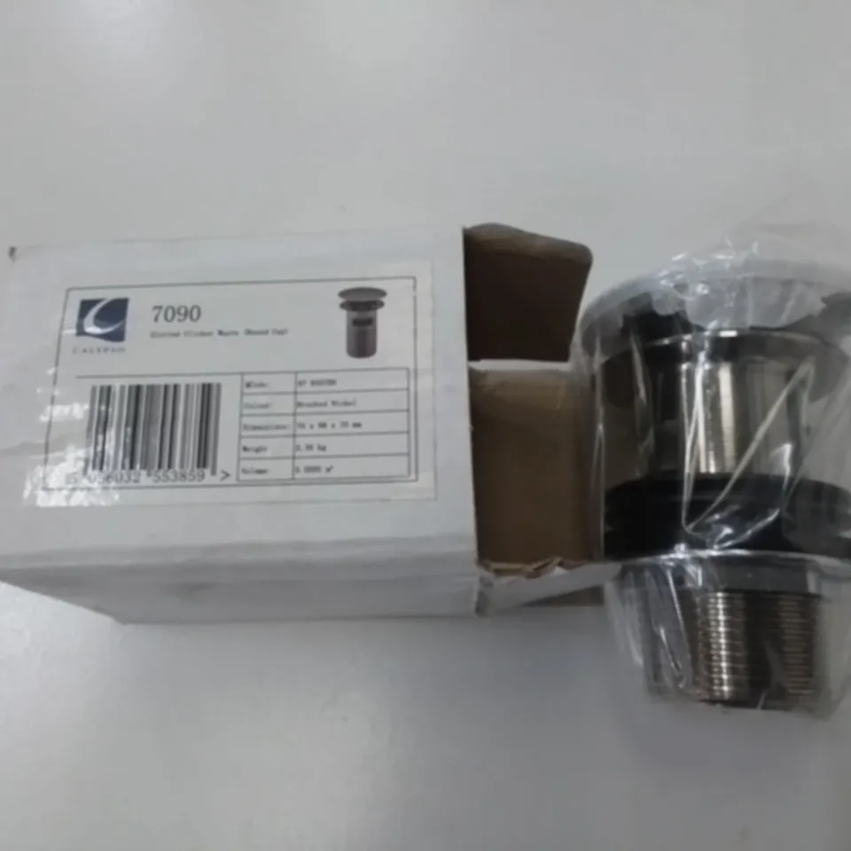 LOT OF 65 BOXED CALYPSO SLOTTED CLICKER WASTE ROUND  CAPS IN BRUSHED NICKEL