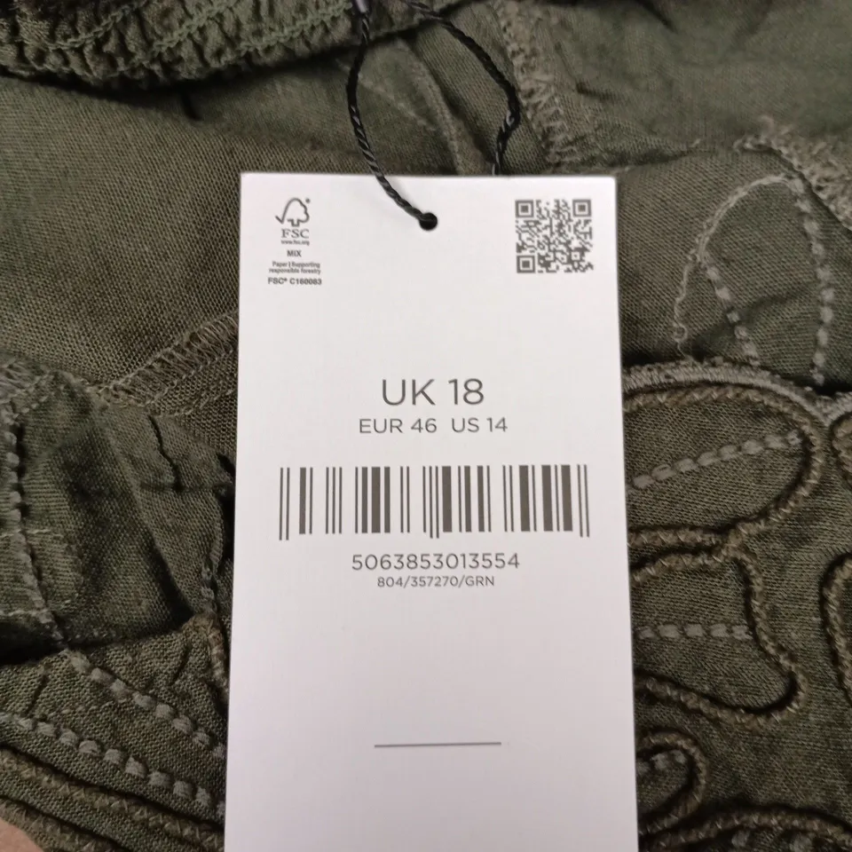 LONG TALL SALLY OLIVE GREEN EMBROIDERED DRESS – UK 18 (EU 46 US 14)