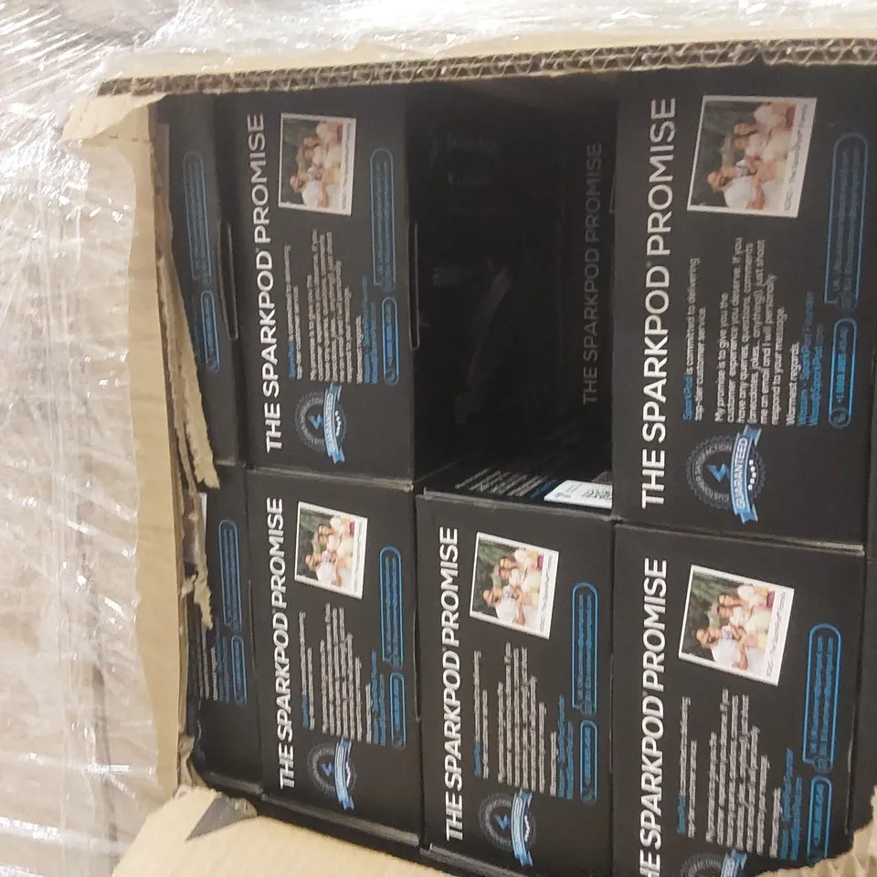 PALLET CONTAINING A LARGE QUANTITY OF SPARKPOD RAINFALL SHOWER HEADS ECT