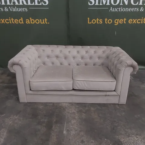 QUALITY DESIGNER 2 SEATER CHESTERFIELD FABRIC UPHOLSTERED SOFA