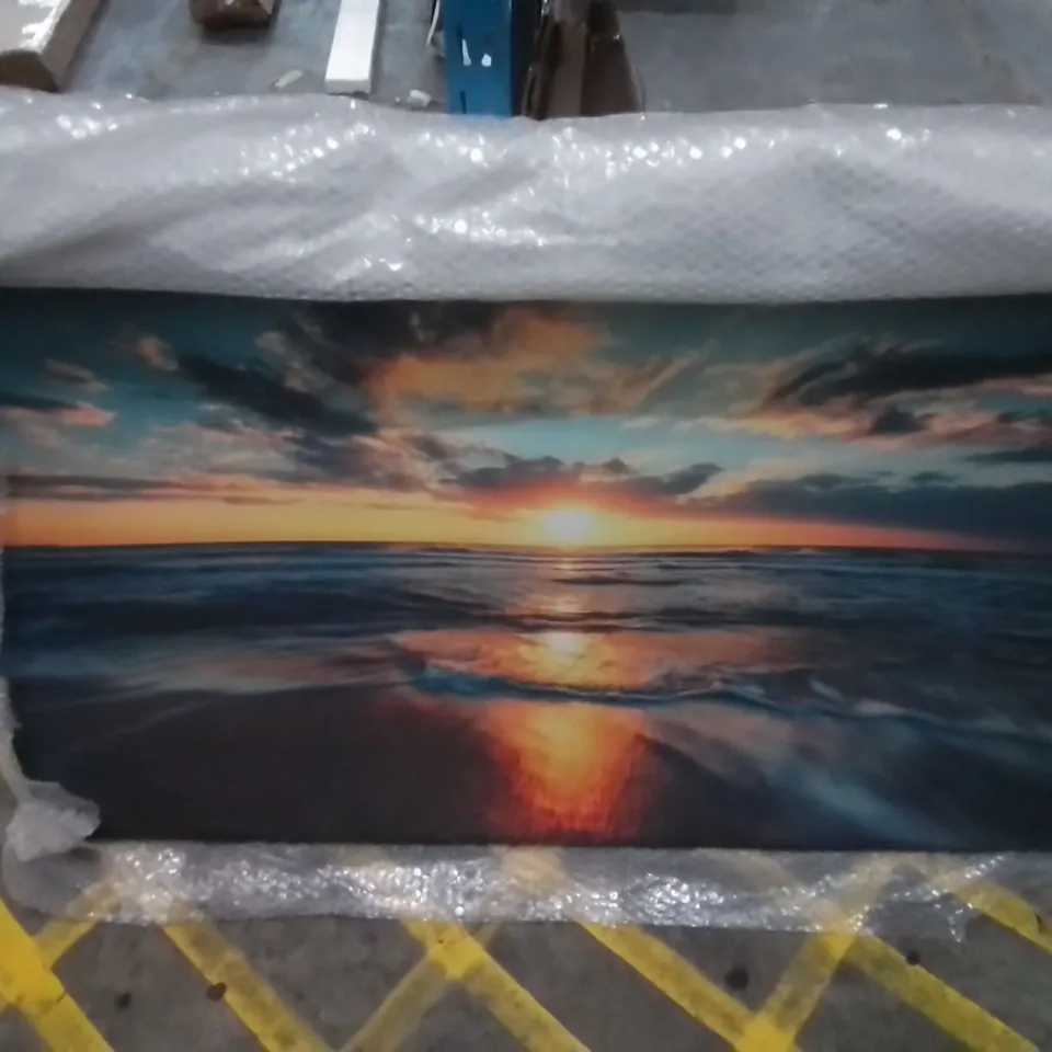 WRAPPED CANVAS PRINT FIRE SUNSET GLOW BEACH