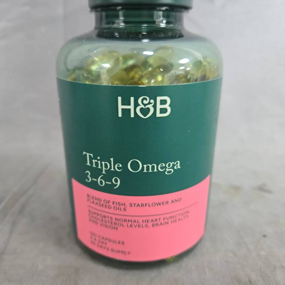H&B TRIPLE OMEGA 3-6-9 DIETARY SUPPLEMENT – 180 SOFTGELS 