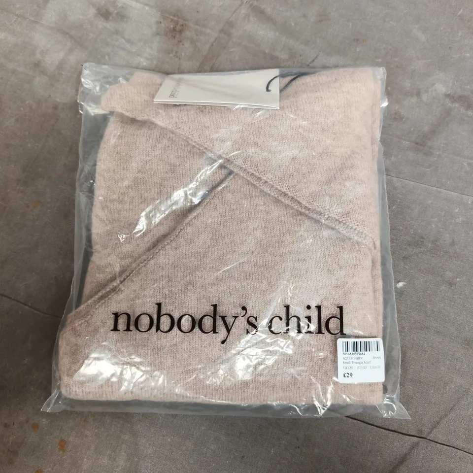 BAGGED NOBODYS CHILD SMALL TRIANGLE SCARF IN BROWN - UK OS