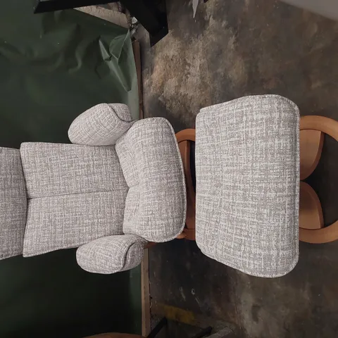 QUALITY BRITISH DESIGNER G PLAN BERGEN CHAIR & FOOTSTOOL SHORE OATMEAL FABRIC