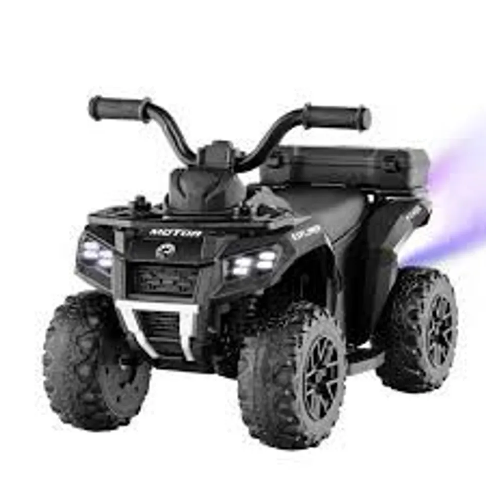 BOXED COSTWAY 6V KIDS ELECTRIC QUAD BIKE WITH SPRAY FUNCTION AND STORAGE BOX - BLACK