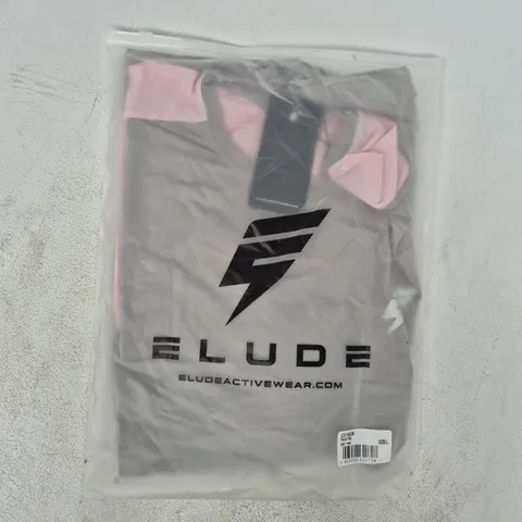 BAGGED ELUDE ACTIVE WEAR TRACK TEE IN GREY/PINK SIZE LARGE