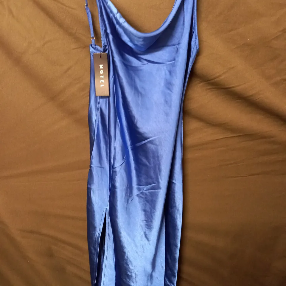 MOTEL SHANTIQUE BLUE SATIN DRESS - S