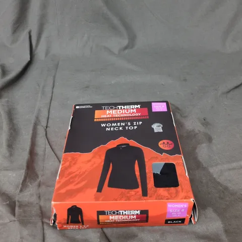 MOUNTAIN WAREHOUSE TECH THERM WOMENS ZIP NECK TOP SIZE 8 BLACK BOXED