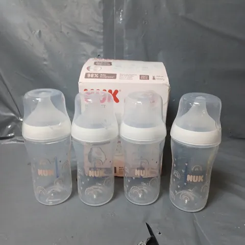 NUK PERFECT MATCH TEMPERATURE CONTROL BOTTLE X 4 260ML- RAINBOW DESIGN