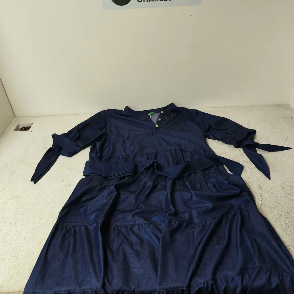 LA MAREY NAVY BLUE TIERED MAXI DRESS – WOMEN'S UK SIZE L