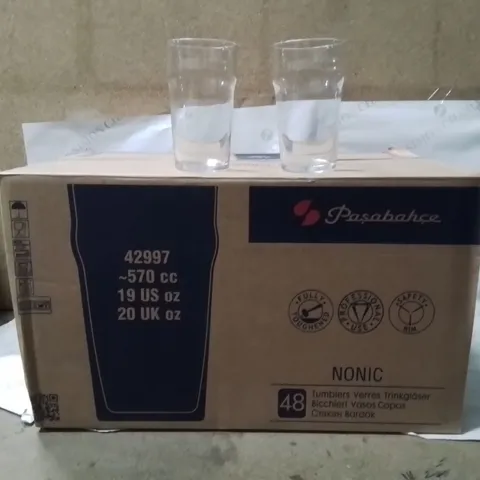 BOXED PASABAHCE PINT GLASSES APPROXIMATELY 48