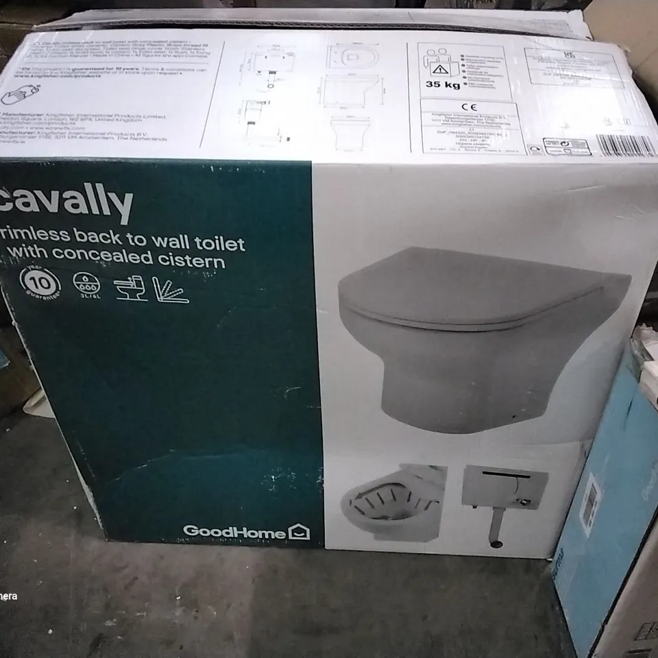 BOXED CAVALLY RIMLESS BACK TO WALL TOILET WITH CONCEALED CISTERN