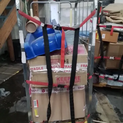 CAGE OF ASSORTED HOUSEHOLD GOODS AND PRODUCTS TO INCLUDE;SLEDGE,DUVET,PILLOWS