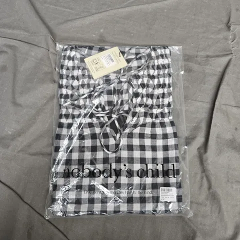 NOBODY'S CHILD PHOEBE MINI DRESS MONO GINGHAM – UK 8 (EU 36)