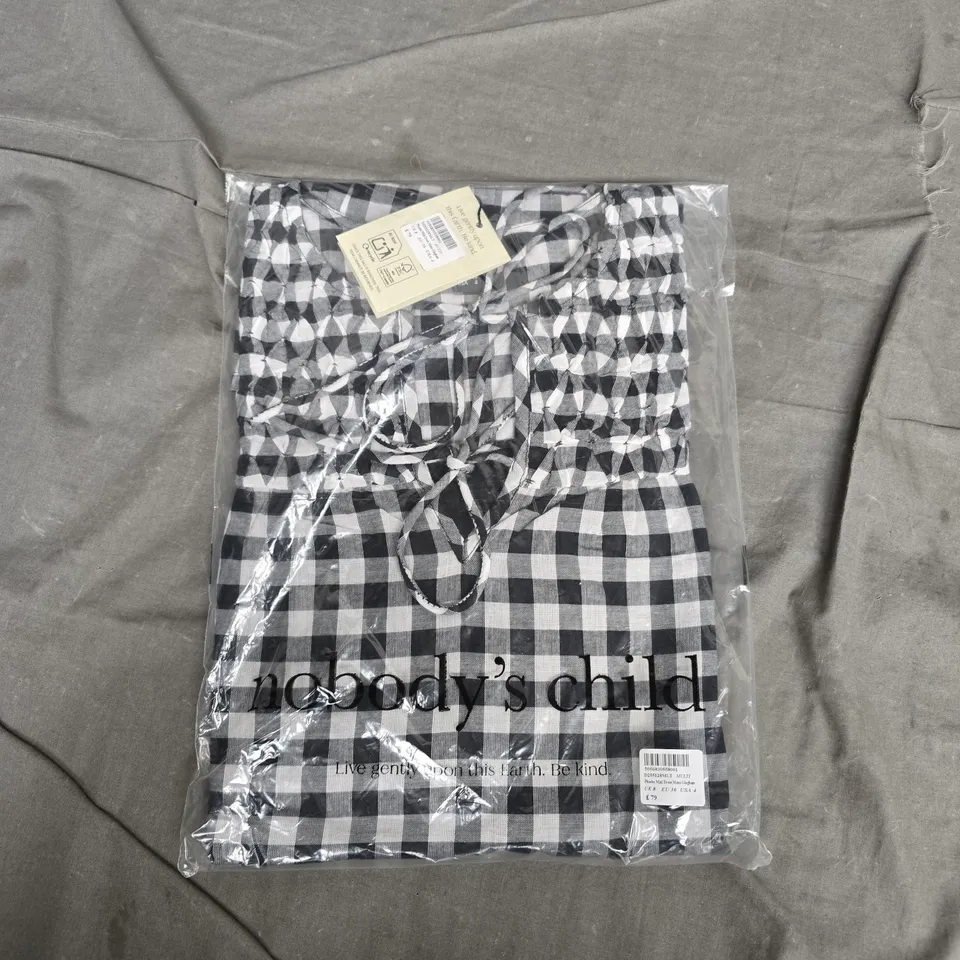 NOBODY'S CHILD PHOEBE MINI DRESS MONO GINGHAM – UK 8 (EU 36)