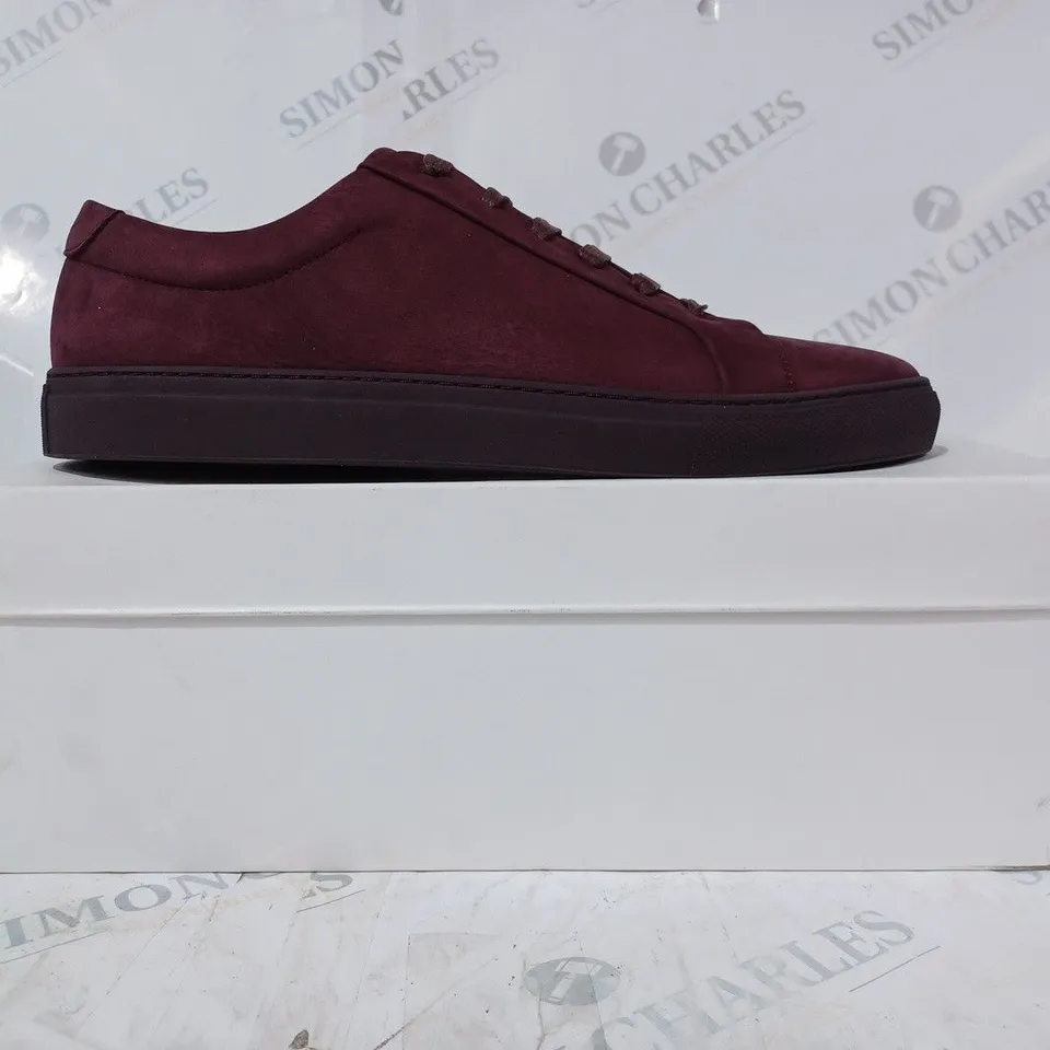 BOXED PAIR OF REISS LUCA LACE UP SHOES IN BURGUNDY SIZE 9