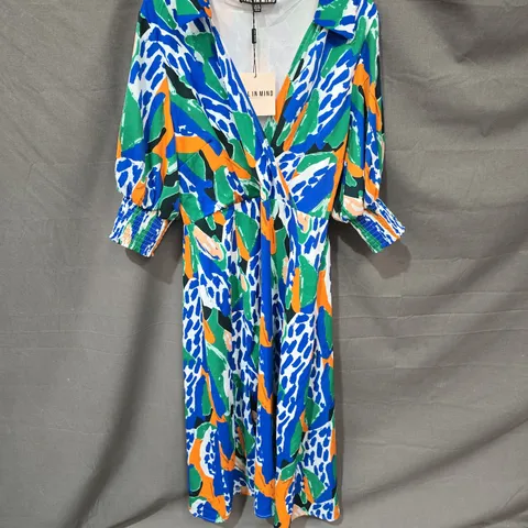 GIRL IN MIND COBALT ABSTRACT ANIMAL MIDI DRESS – UK 12