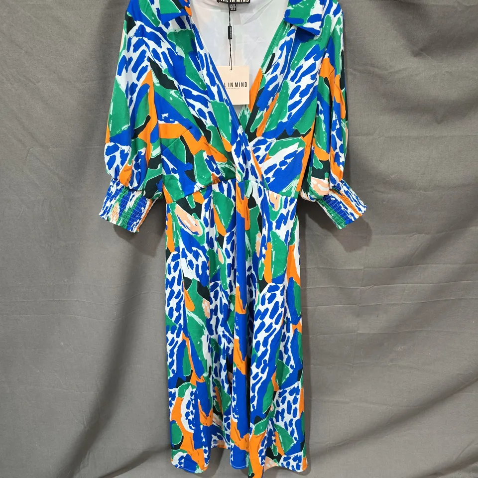 GIRL IN MIND COBALT ABSTRACT ANIMAL MIDI DRESS – UK 12