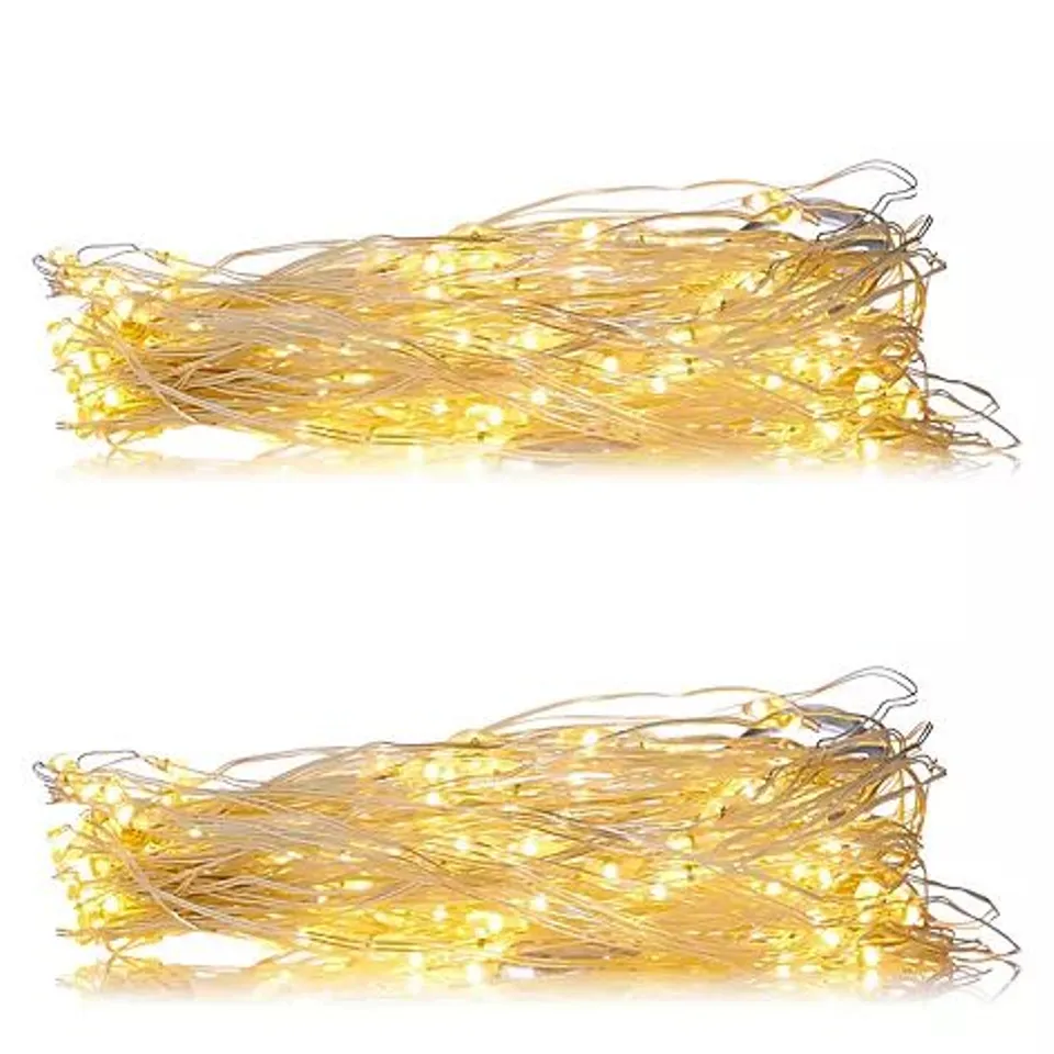FESTIVE SET OF 2 INDOOR/OUTDOOR NAKED WIRE CURTAIN LIGHTS WITH LEDS