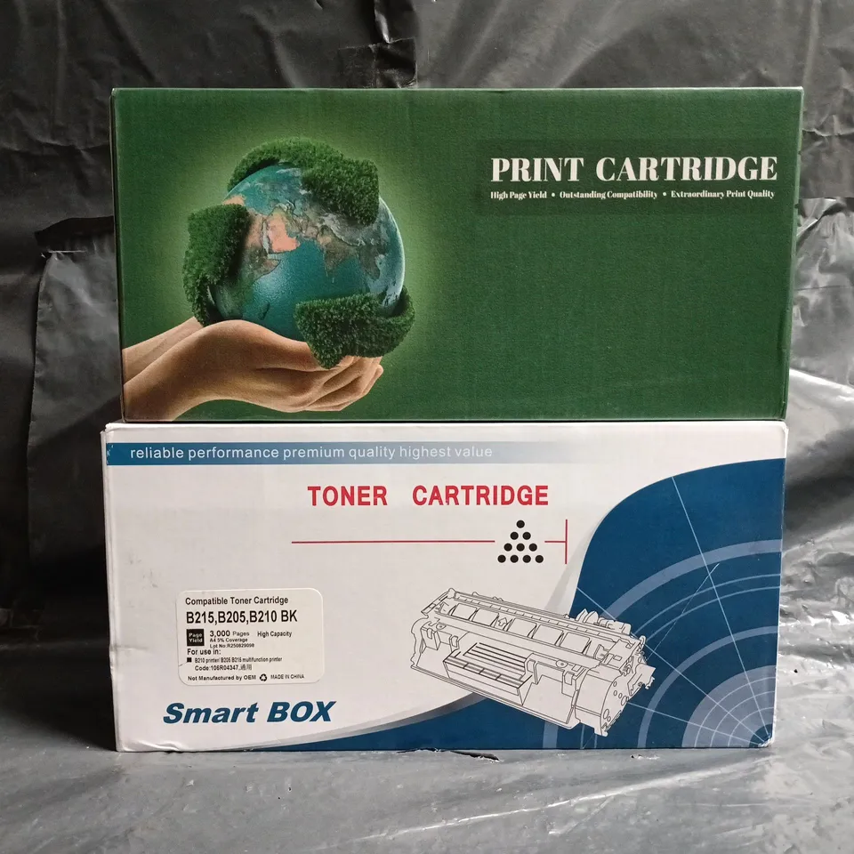 BOX OF APPROXIMATELY 10 ASSORTED PRINTER TONER CARTRIDGES