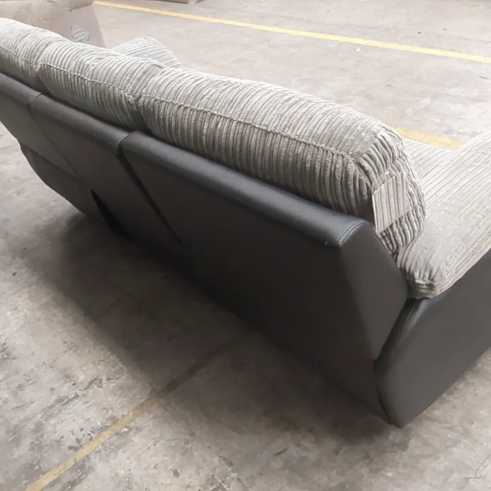 SIENNA FABRIC/FAUX LEATHER HIGH BACK 3 SEATER RECLINER SOFA RRP £849