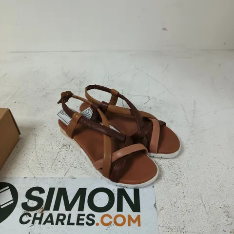 JD WILLIAMS UK 8 WOMEN'S BROWN LEATHER STRAPPY SANDALS