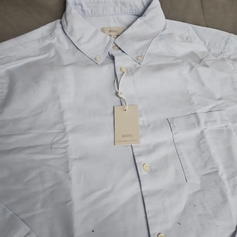 MOSS MEN'S LIGHT BLUE COTTON SHIRT - SIZE L