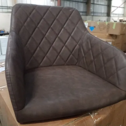 BOXED MOREE FAUX LEATHER SWIVEL DINING CHAIR - BROWN