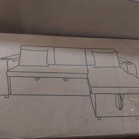 3 SEATER FABRIC CORNER SECTIONAL - BEIGE (3 BOXES)