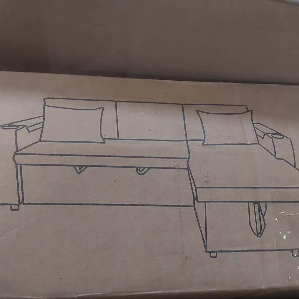 3 SEATER FABRIC CORNER SECTIONAL - BEIGE (3 BOXES)