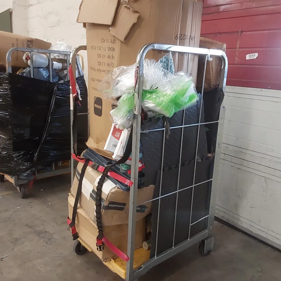CAGE OF ASSORTED CONSUMER PRODUCTS INCLUDING: BABY BIBS, CERAMIC HEATERS, LARGE BEACH TOWELS ECT // CAGE NOT INCLUDED 