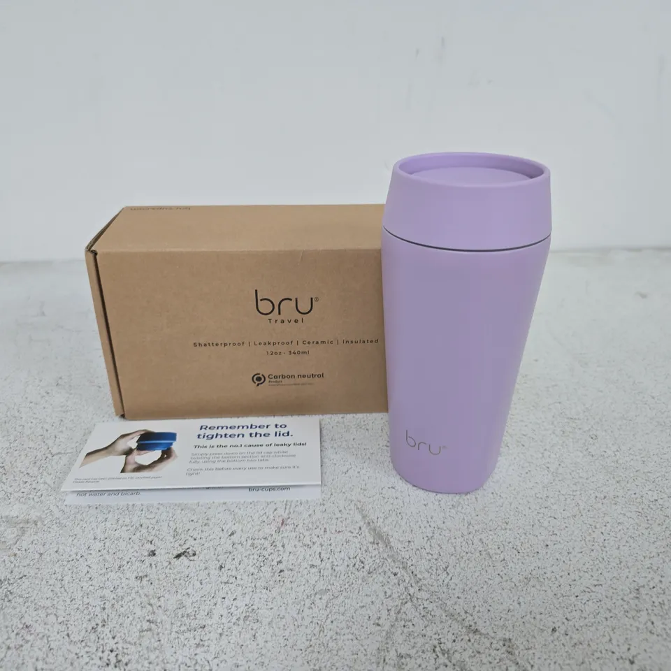 BRU TRAVEL INSULATED TRAVEL MUG 12OZ (340ML) – PURPLE, BOXED