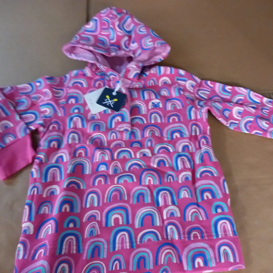 CREW CLOTHING KIDS PINK RAINBOW HOODIE - 5/6 YRS