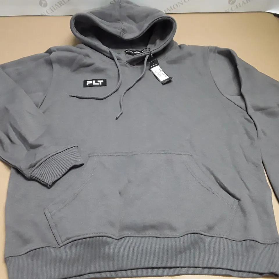 PRETTYLITTLETHING CHARCOAL HOODIE - M