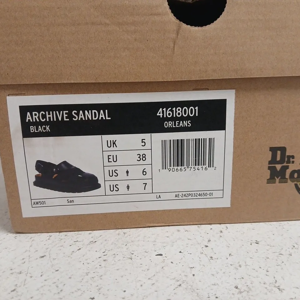 BOXED PAIR OF DR. MARTENS ARCHIVE SANDAL - BLACK, UK 5