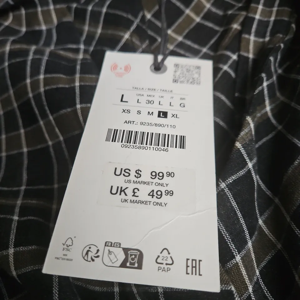 ZARA PLAID LONG-SLEEVE SIZE ZIP DRESS SIZE L (UK)