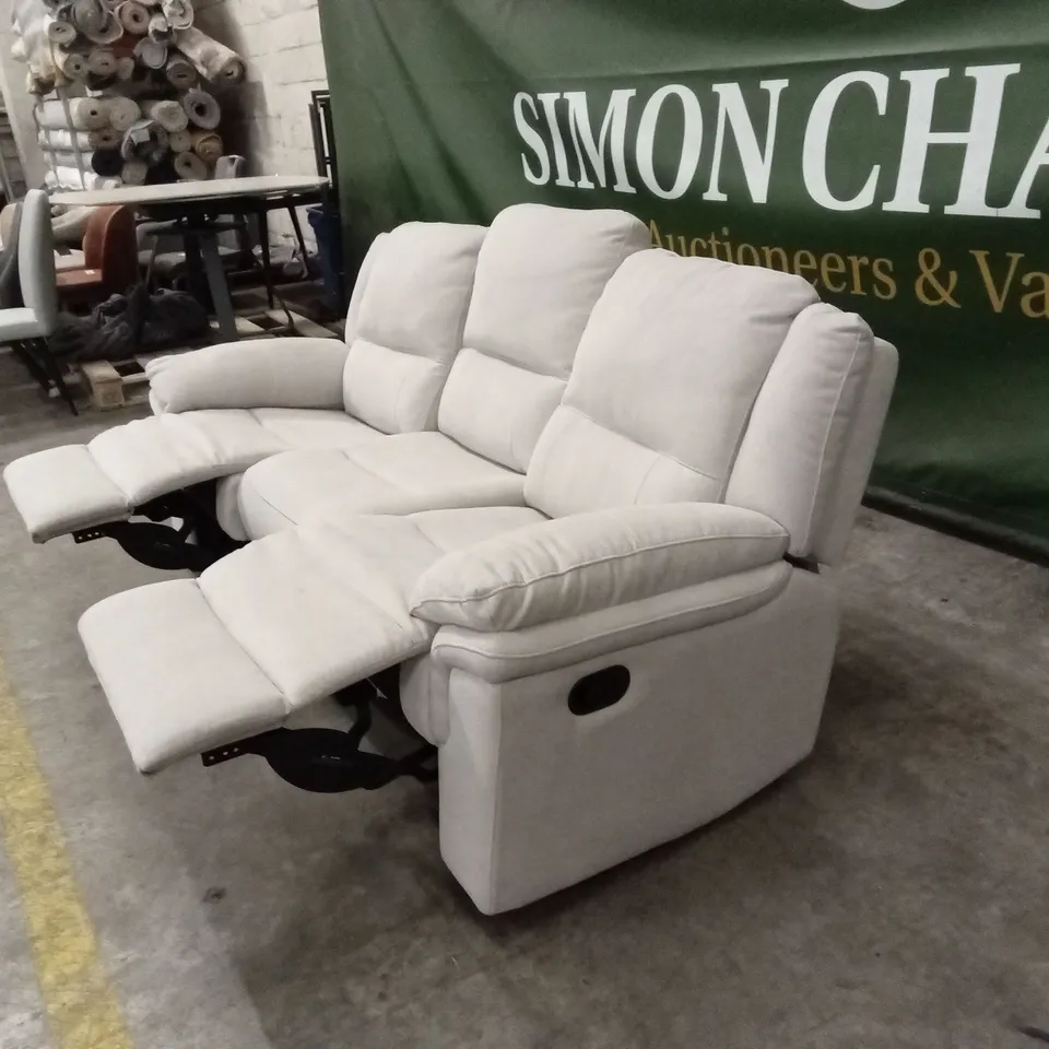 ALBION FABRIC 3 SEATER HIGH BACK MANUAL RECLINER SOFA - GREY RRP £749