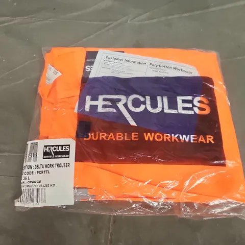 BAGGED HERCULES DELTA WORK TROUSERS IN ORANGE - 36L
