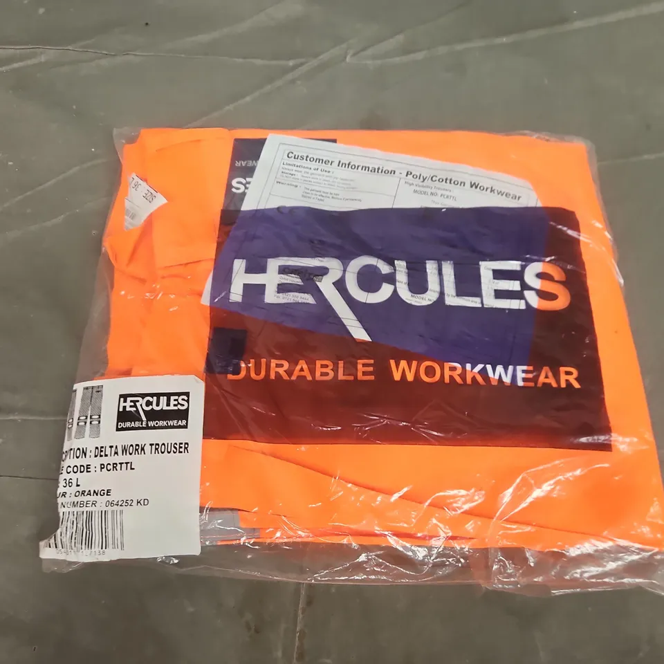 BAGGED HERCULES DELTA WORK TROUSERS IN ORANGE - 36L